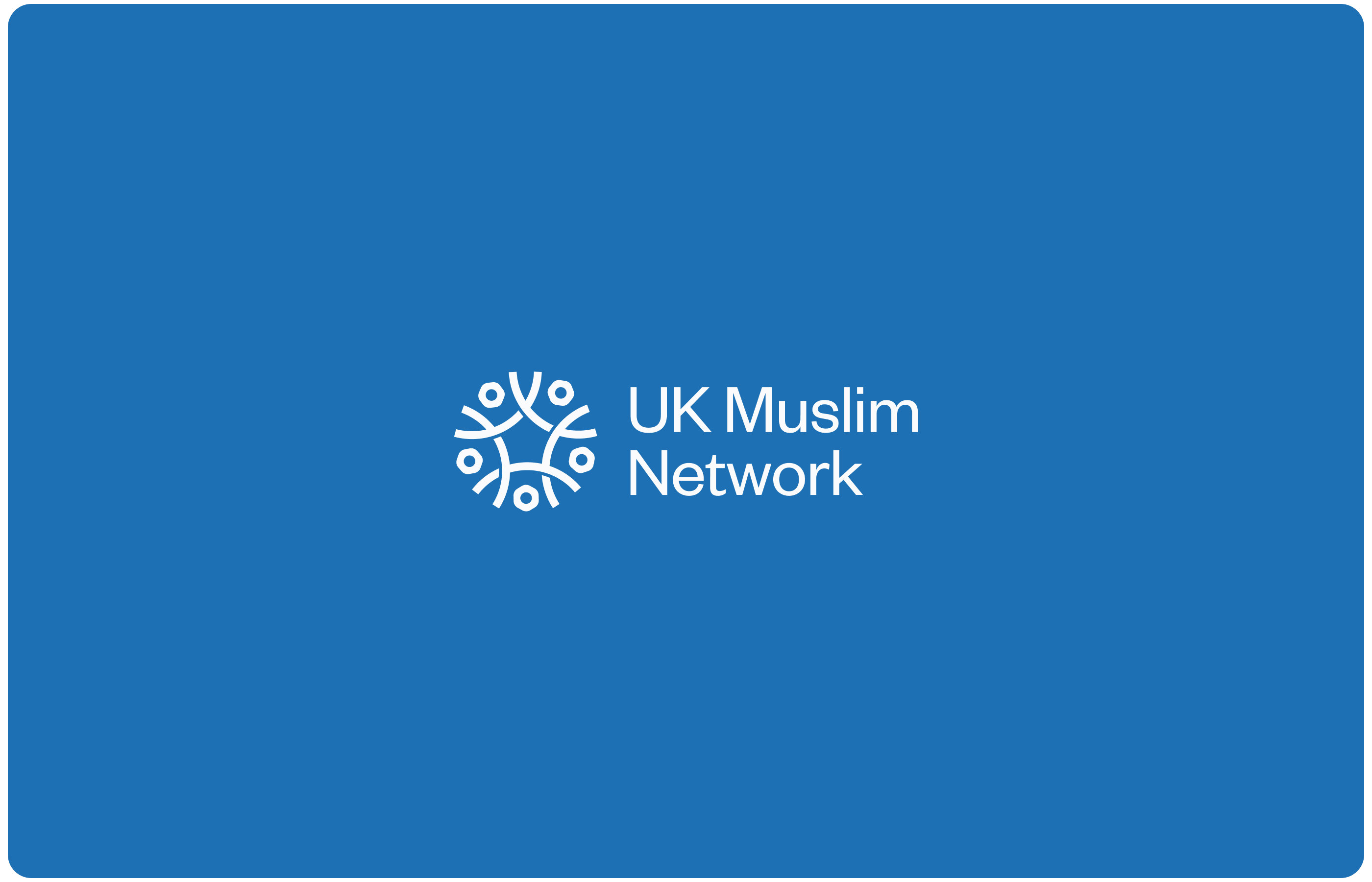 UK Muslim Network white logo and wordmark on blue